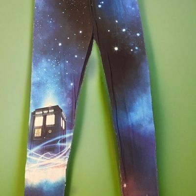 Dr. Who Leggings Pants Slinky by Her Universe Comic con Graphic Blue Space XL